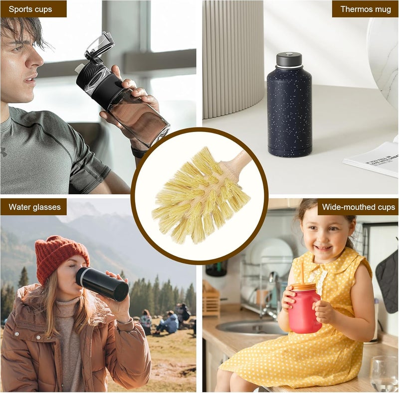 DEBETOOL 2-Pack Natural Wooden Bottle Brush with Sisal Bristles, Long Handle Bottle Brush Cleaner for Wide Mouth Jars, Water Bottles, Cups, Glasses, Baby Bottles (Non-Scratch) - Image 5